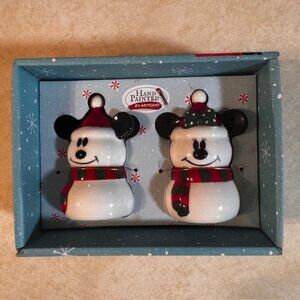 Disney Mickey & Minnie Snowman Ceramic Salt and Pepper Shakers